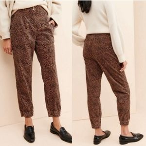 Anthropologie Kalea Animal Print High Rise Corduroy Joggers Pants Size S